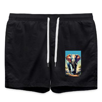 Elefant | Wildtier | Afrika | Kindermotive - Badeshorts - Schwarz - Vorne - AI Model Male 185 light (185cm)