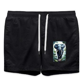 Elefant | Wildtier | Afrika | Kindermotive - Badeshorts - Schwarz - Vorne - AI Model Male 185 light (185cm)