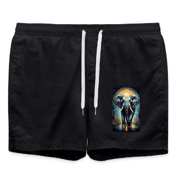 Elephant | Wild Animal | Africa | Children's motifs - Swim Trunks - black - Front - AI Model Male 185 light (185cm)