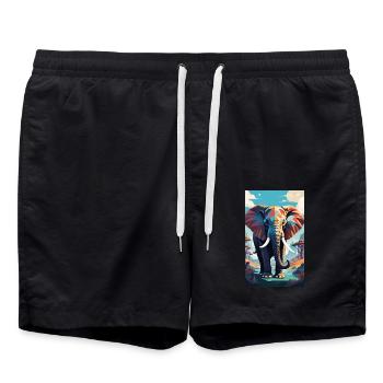 Elefant | Wildtier | Afrika | Kindermotive - Badeshorts - Schwarz - Vorne - AI Model Male 185 light (185cm)
