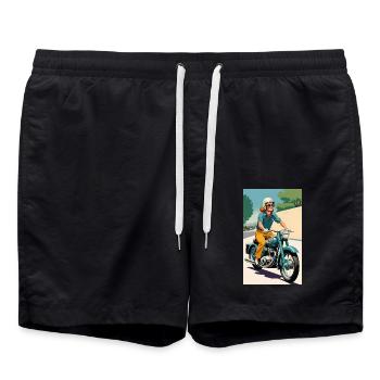 Motorcycle | Biker | Motorcyclist - Swim Trunks - black - Front - AI Model Male 185 light (185cm)
