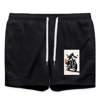 Motorcycle | Biker | Motorcyclist - Swim Trunks - black - Front - AI Model Male 185 light (185cm)