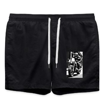 Motorcycle | Biker | Motorcyclist - Swim Trunks - black - Front - AI Model Male 185 light (185cm)
