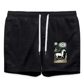 Cheval | Équitation | Animaux | Monture | Coloré - Short de bain - noir - Devant - AI Model Male 185 light (185cm)