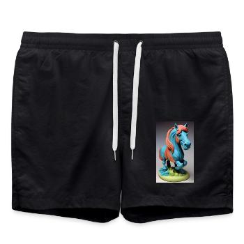 Horse | Horse Riding | Animal | Mount | Colorful - Swim Trunks - black - Front - AI Model Male 185 light (185cm)