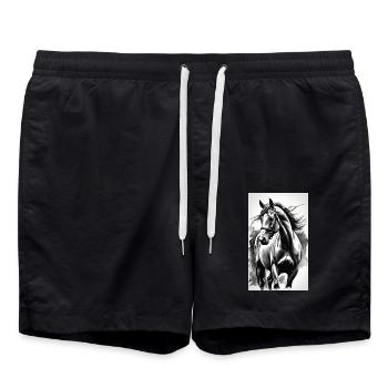 Horse | Horse Riding | Animal | Mount | Colorful - Swim Trunks - black - Front - AI Model Male 185 light (185cm)