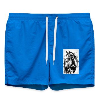 Horse | Horse Riding | Animal | Mount | Colorful - Swim Trunks - cobalt blue - Front