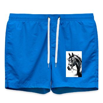 Horse | Horse Riding | Animal | Mount | Colorful - Swim Trunks - cobalt blue - Front