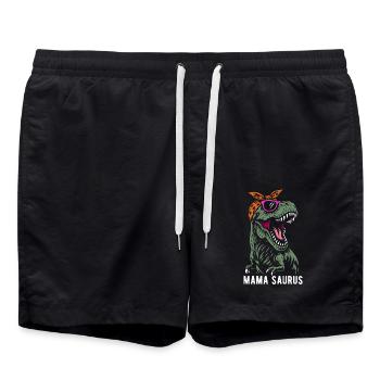 Mama Saurus - T-Rex - Tyrannosaurus - Geschenk - Badeshorts - Schwarz - Vorne - AI Model Male 185 light (185cm)