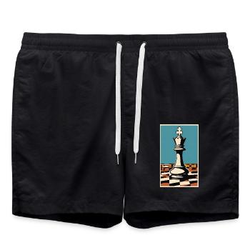 Échecs | Pièce d’échecs | Joueur d’échecs - Short de bain - noir - Devant - AI Model Male 185 light (185cm)