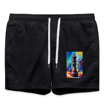 Échecs | Pièce d’échecs | Joueur d’échecs - Short de bain - noir - Devant - AI Model Male 185 light (185cm)