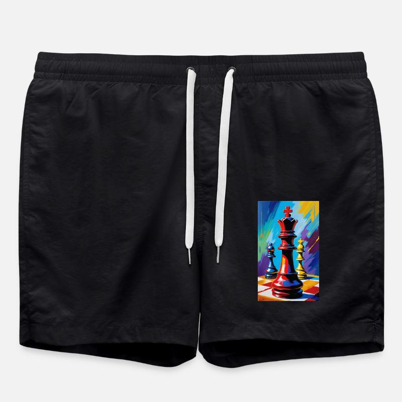 Schach | Schachfigur | Schachspieler - Badeshorts - Schwarz