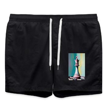 Échecs | Pièce d’échecs | Joueur d’échecs - Short de bain - noir - Devant - AI Model Male 185 light (185cm)
