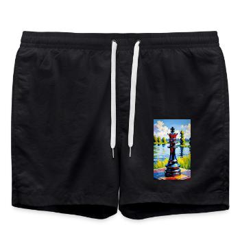 Échecs | Pièce d’échecs | Joueur d’échecs - Short de bain - noir - Devant - AI Model Male 185 light (185cm)