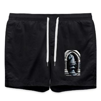 Schach | Schachfigur | Schachspieler - Badeshorts - Schwarz - Vorne - AI Model Male 185 light (185cm)