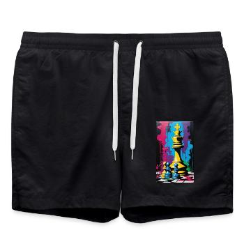 Schach | Schachfigur | Schachspieler - Badeshorts - Schwarz - Vorne - AI Model Male 185 light (185cm)