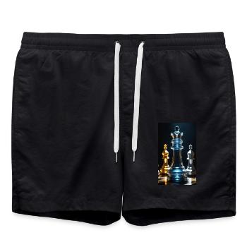 Schach | Schachfigur | Schachspieler - Badeshorts - Schwarz - Vorne - AI Model Male 185 light (185cm)