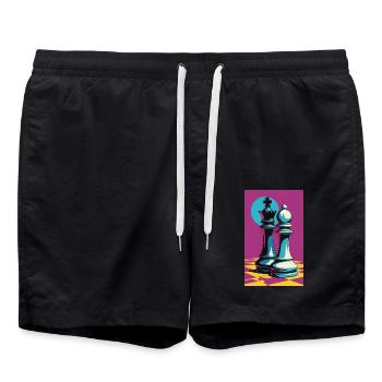 Échecs | Pièce d’échecs | Joueur d’échecs - Short de bain - noir - Devant - AI Model Male 185 light (185cm)