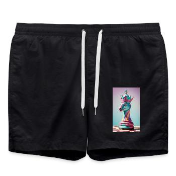 Schach | Schachfigur | Schachspieler - Badeshorts - Schwarz - Vorne - AI Model Male 185 light (185cm)