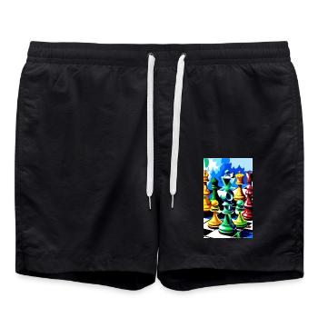 Échecs | Pièce d’échecs | Joueur d’échecs - Short de bain - noir - Devant - AI Model Male 185 light (185cm)