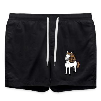 cheval mignon poney poulain cheval fille mignon bande dessinée - Short de bain - noir - Devant - AI Model Male 185 light (185cm)