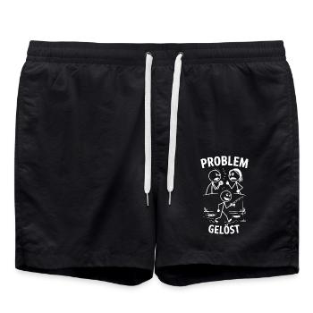 Problem? Ab ans Wasser! - Badeshorts - Schwarz - Vorne - AI Model Male 185 light (185cm)
