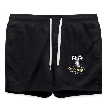 schafbock good night Schaf Schlafshirt - Badeshorts - Schwarz - Vorne - AI Model Male 185 light (185cm)