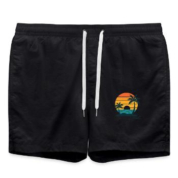Retro Sunset Escape - Swim Trunks - black - Front - AI Model Male 185 light (185cm)
