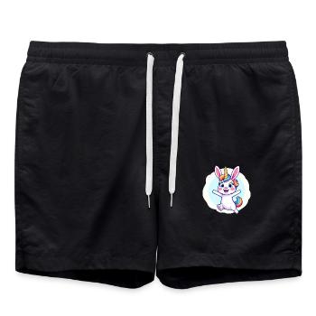 Einhornosterhase - Badeshorts - Schwarz - Vorne - AI Model Male 185 light (185cm)