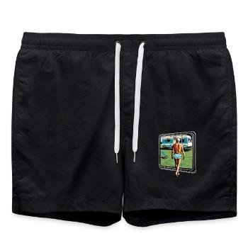 Rentner im Urlaub - Badeshorts - Schwarz - Vorne - AI Model Male 185 light (185cm)