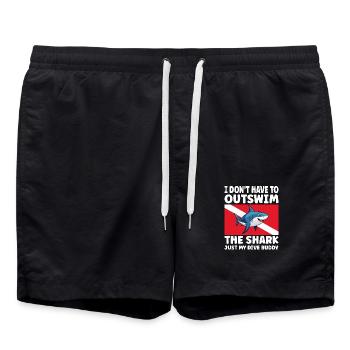 Funny Scuba Diving – Outswim the Shark Quote - Swim Trunks - black - Front - AI Model Male 185 light (185cm)