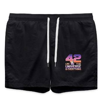 Life Universe Everything 42 answers - Swim Trunks - black - Front - AI Model Male 185 light (185cm)