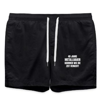 40 Jahre Metallbauer. Hammer wie die Zeit vergeht! - Badeshorts - Schwarz - Vorne - AI Model Male 185 light (185cm)
