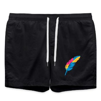 A colorful feather - Swim Trunks - black - Front - AI Model Male 185 light (185cm)