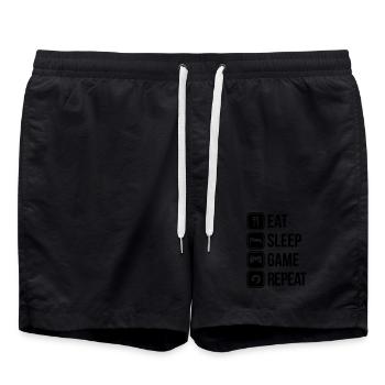 eat sleep game repeat - Short de bain - noir - Devant - AI Model Male 185 light (185cm)