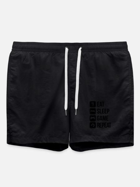 eat sleep game repeat - Swim Trunks - black