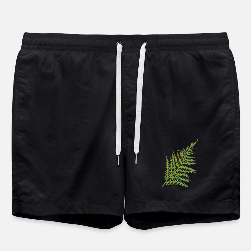 Fern leaf motif - Swim Trunks - black