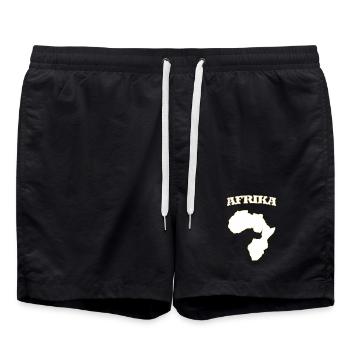 Afrika Silhouette mit Goldrand Afrika Africa  - Badeshorts - Schwarz - Vorne - AI Model Male 185 light (185cm)