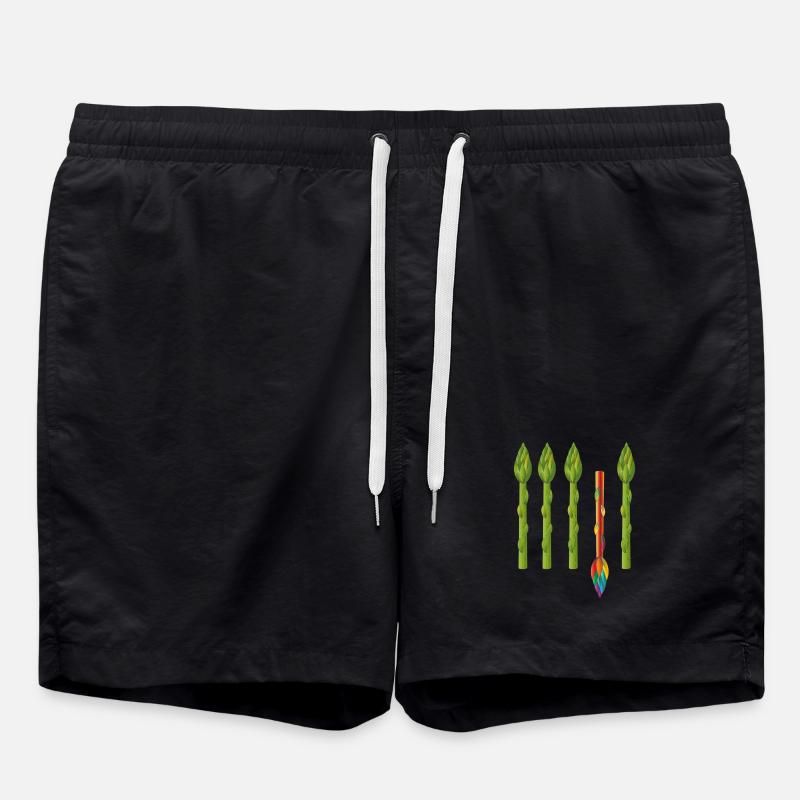 Vier grüne Spargel und ein bunter Spargel - Badeshorts - Schwarz
