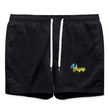 It's Friyay néon police turquoise jaune - Weekendvibes - Short de bain - noir - Devant - AI Model Male 185 light (185cm)