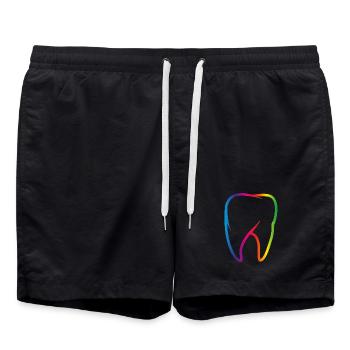 bright colorful rainbow tooth - Swim Trunks - black - Front - AI Model Male 185 light (185cm)