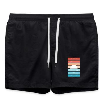 I Love Sunsets Quote for Beach Lovers - Swim Trunks - black - Front - AI Model Male 185 light (185cm)