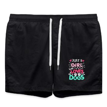 Juste une fille qui aime les chiens disant - Short de bain - noir - Devant - AI Model Male 185 light (185cm)