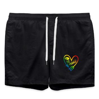 Valentinstag T-Shirt be mine Valentinstag - Badeshorts - Schwarz - Vorne - AI Model Male 185 light (185cm)