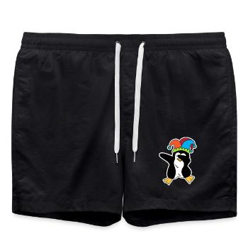 Tier Pinguin Lustig Meer Vogel Zoo - Badeshorts - Schwarz - Vorne - AI Model Male 185 light (185cm)