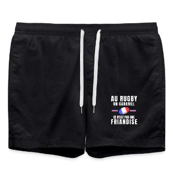 rugby, fan de rugby, rugby sport, rugby humour - Short de bain - noir - Devant - AI Model Male 185 light (185cm)