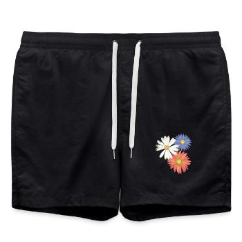 3 flowers - Badeshorts - Schwarz - Vorne - AI Model Male 185 light (185cm)