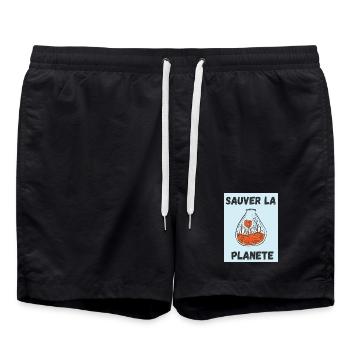 PLANETE. JOUR DE LA TERRE. ECOLOGIE. PLANET. VEGAN - Short de bain - noir - Devant - AI Model Male 185 light (185cm)
