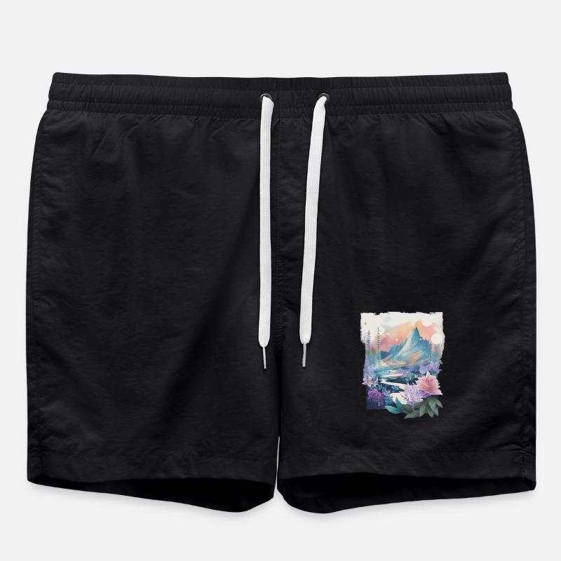 Flower landscape - Swim Trunks - black