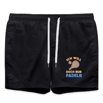 Spieler Schläger Turnier Statement Sportart Bälle - Badeshorts - Schwarz - Vorne - AI Model Male 185 light (185cm)